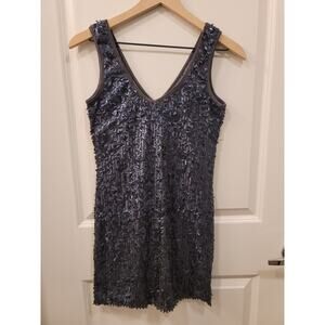 Blue Sequin Mini Dress
